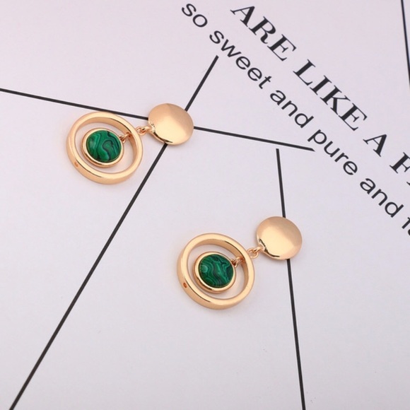 Green Drop Hoop Statement Earrings - Picture 3 of 8